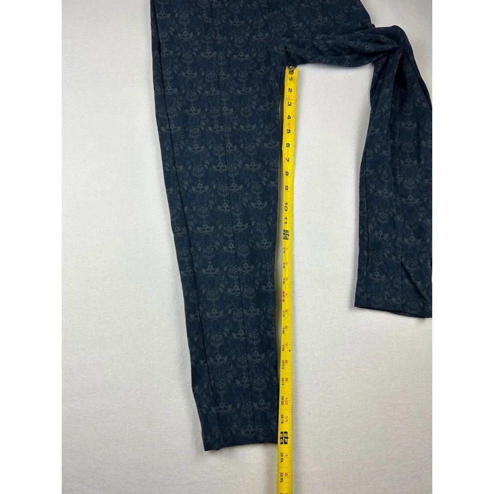 Betabrand Dress Pant Yoga Pants Blue Damask Print Skinny Leg Womens Medium - Picture 9 of 13